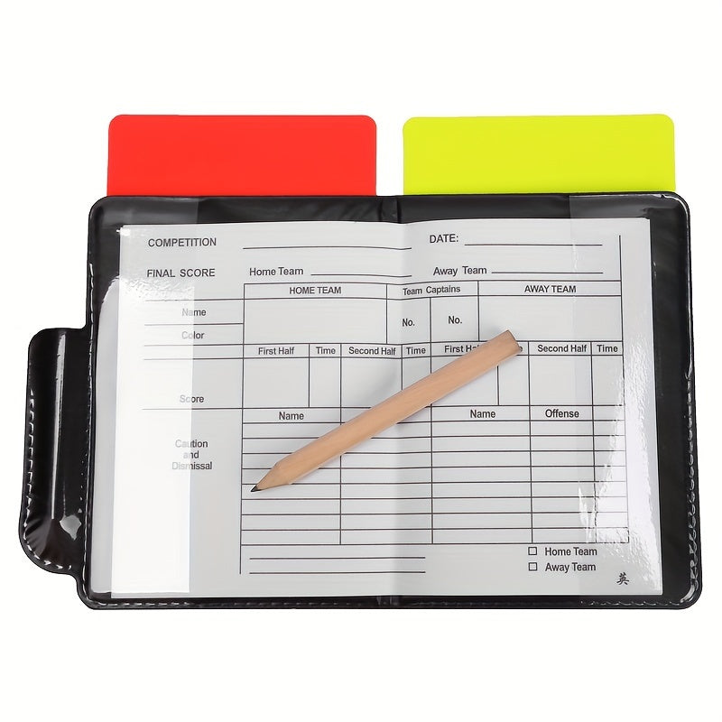 Football Red & Yellow Card Set Referee Tool w/ Case & Pencil