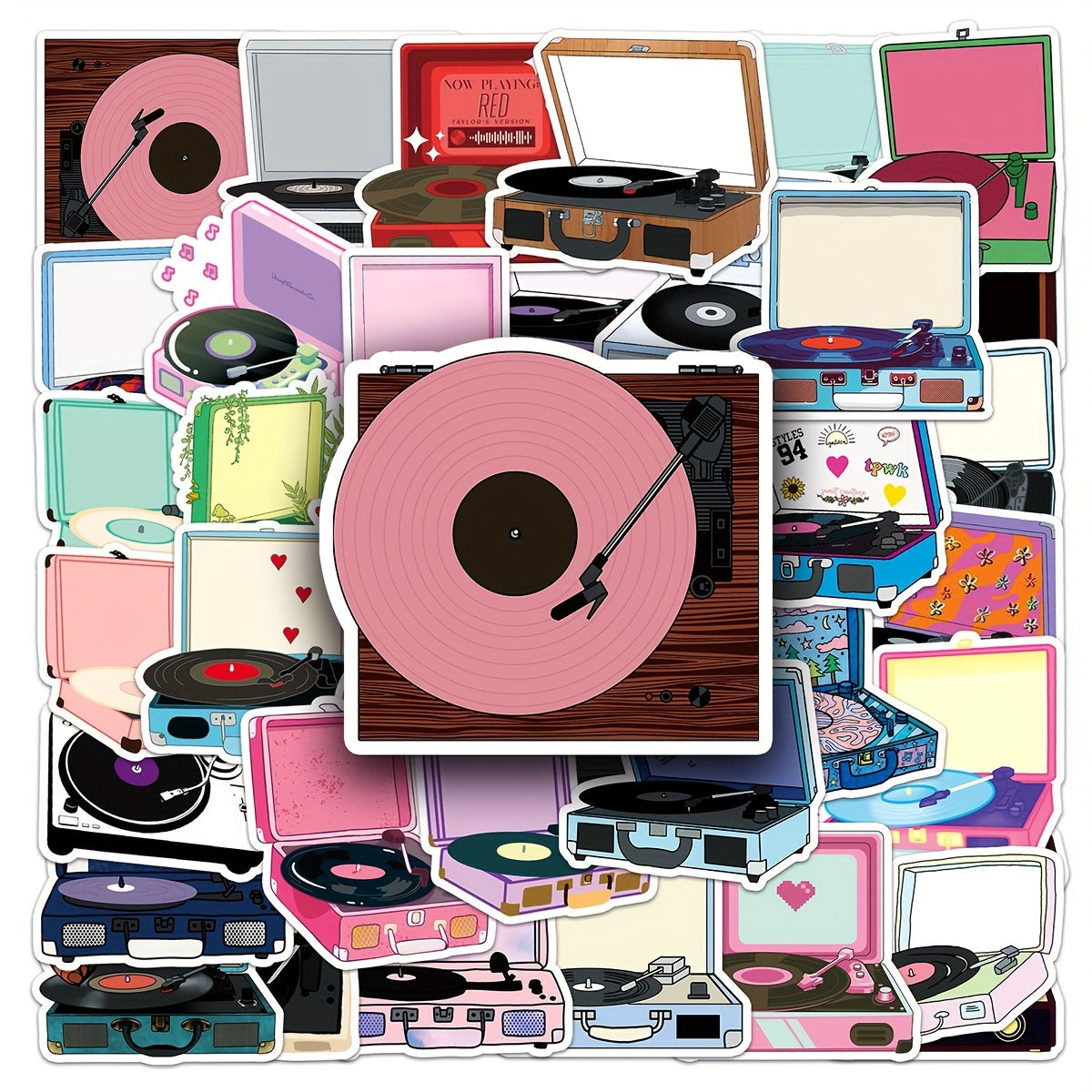 50pcs Record Player Music Graffiti Hand-painted Stickers Waterproof