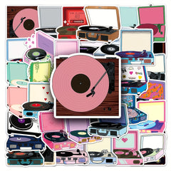 50pcs Record Player Music Graffiti Hand-painted Stickers Waterproof