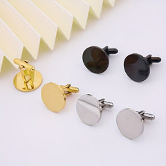 Round Titanium Steel Cufflinks Mirror Finish