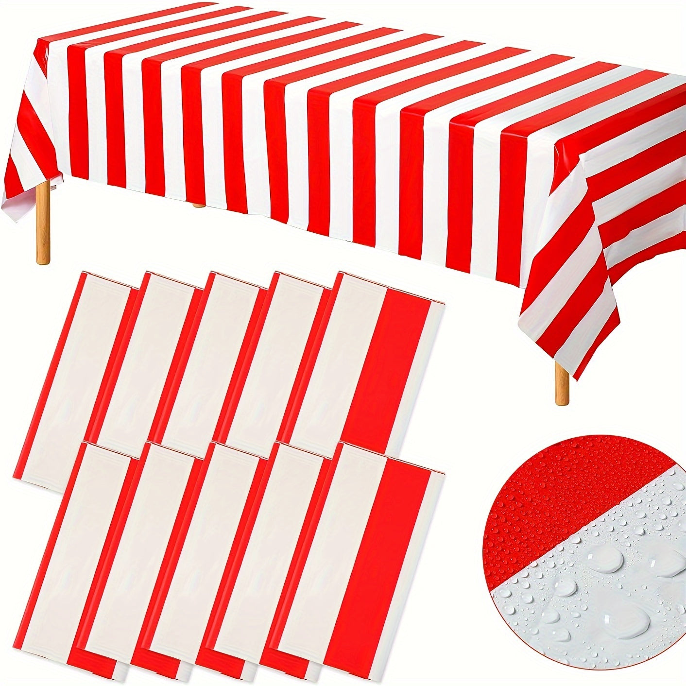Red Striped Plastic Tablecloth Carnival Circus Holiday Party Decoration