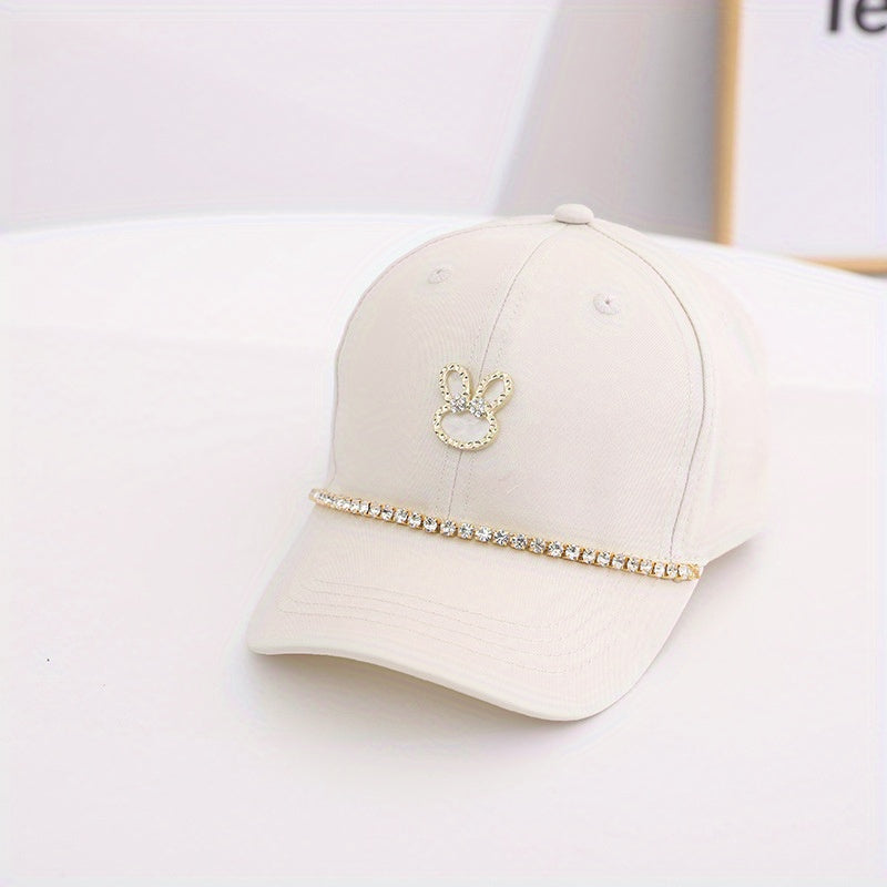 Kids Sunshade Casual Baseball Cap with Artificial Diamond