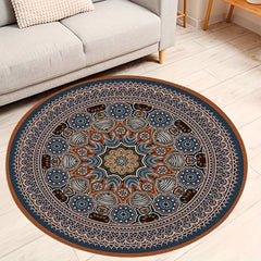 Vintage Boho Round Area Rug Waterproof Stain Resistant Soft Cashmere Carpet