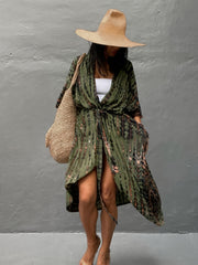 Boho Loose Fit Cover Up Shirt V Neck Half Sleeves Beachwear