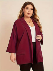 Women's Plus Size Open Front Lapel Collar Blazer