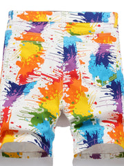 Colorful Print Men's Street Style Denim Shorts for Summer