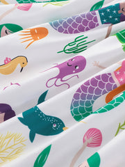 Girls Mermaid Princess Dress with Sea Animals Graphic