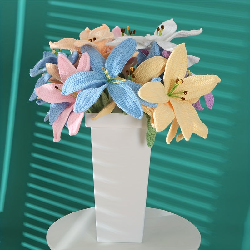 Creative Wool Crochet Flower Knitting Lily Gift Handicrafts Home Decor