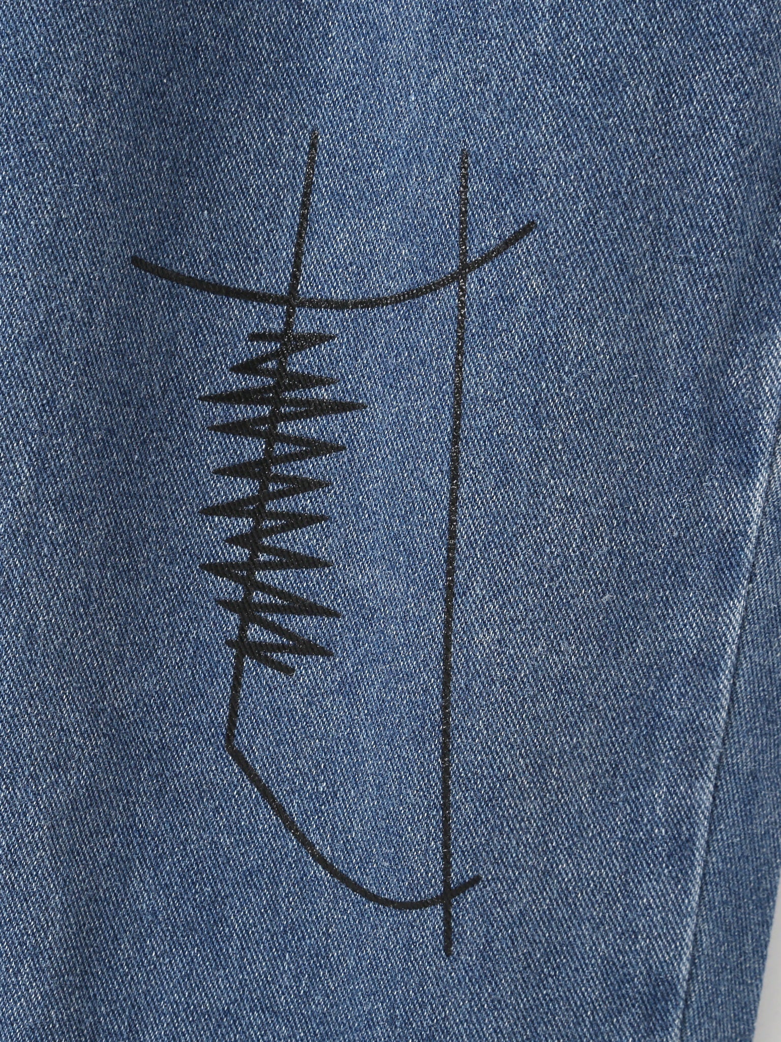 Boy's Striped Denim Pants with Graphic Print