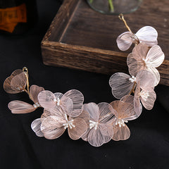 Boho Leaf Faux Pearl Headband Hairband Golden Vintage Headpiece