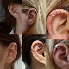 40pcs Ear Cuffs Rhinestone Non Piercing Cartilage Ear Clips Girls Punk Jewelry
