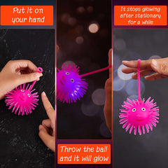 5PCS LED Luminous Hedgehog Fur Ball Glitter Ball Self-contained Elastic Ring