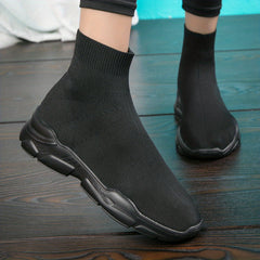 Women's Breathable Knit Mid Top Slip On Shoes