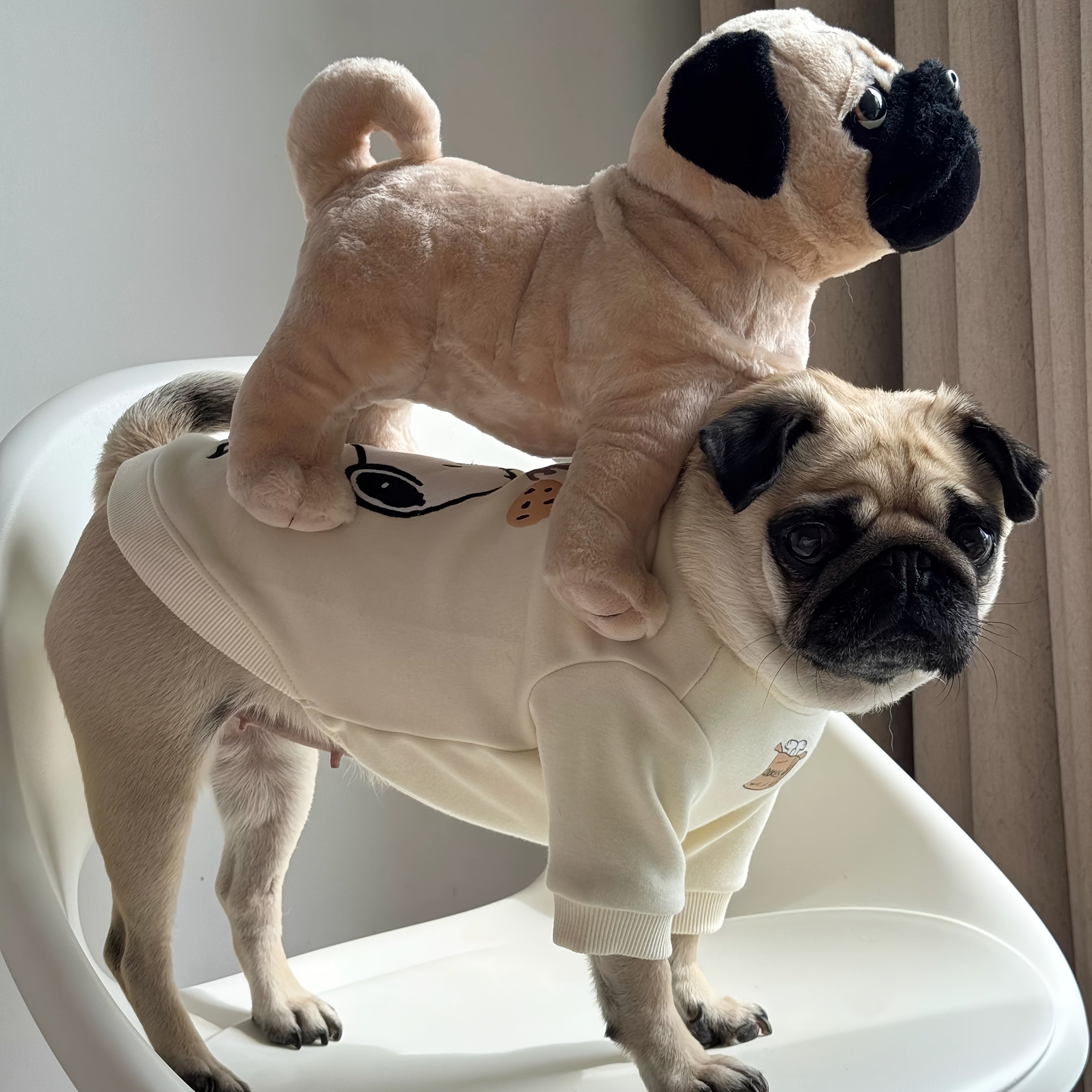 Light Brown Pug Stuffed Animal Plush Dog Toy with Expressive Eyes