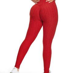 High Waist Textured Yoga Pants Tummy Control Leggings