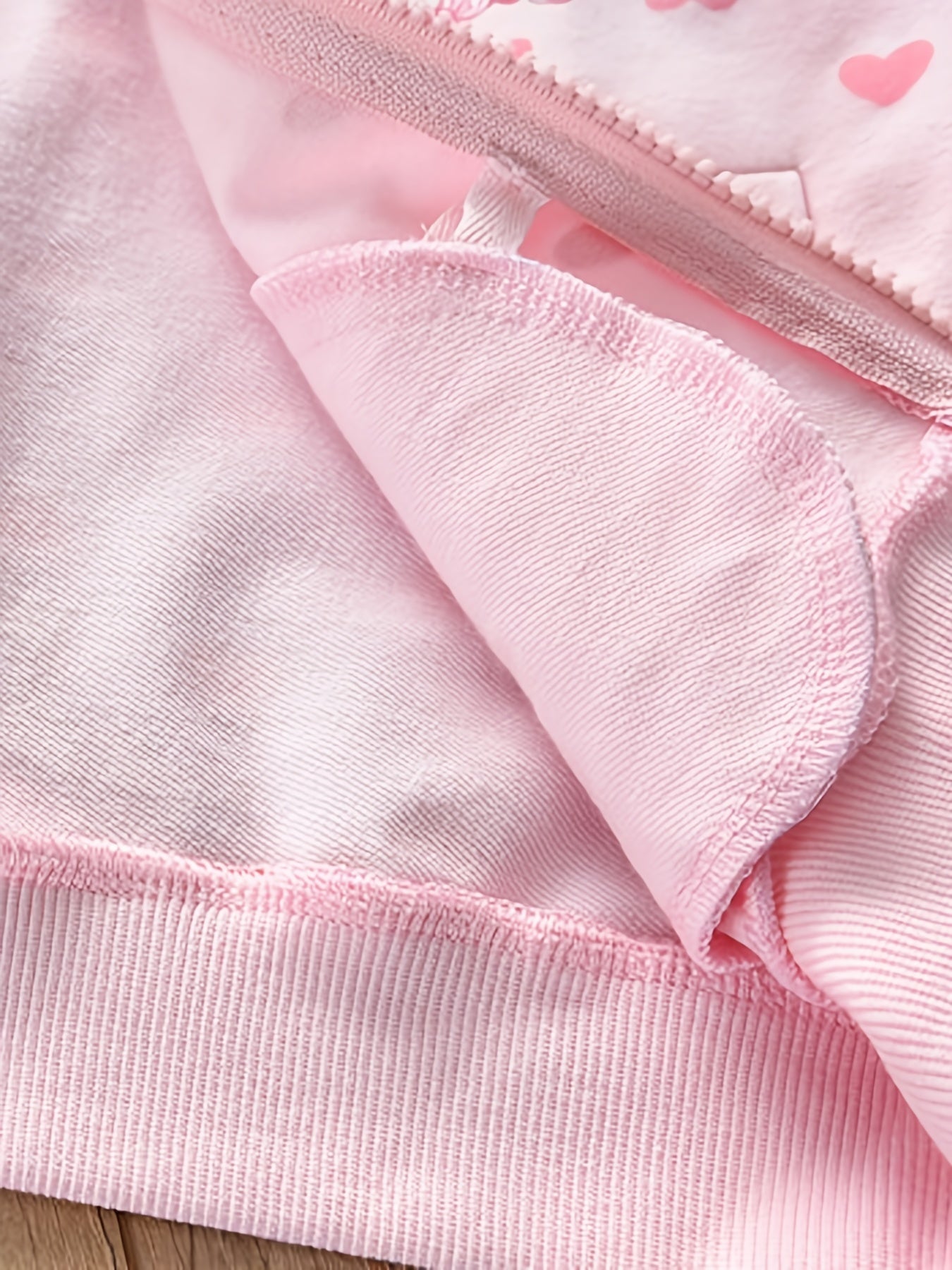 Girls Heart Print Hooded Jacket Long Sleeve Cartoon Zip Up Outwear