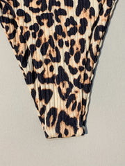 Leopard Print Triangle Bikini Sets Tie Back Backless Ring Linked Tie
