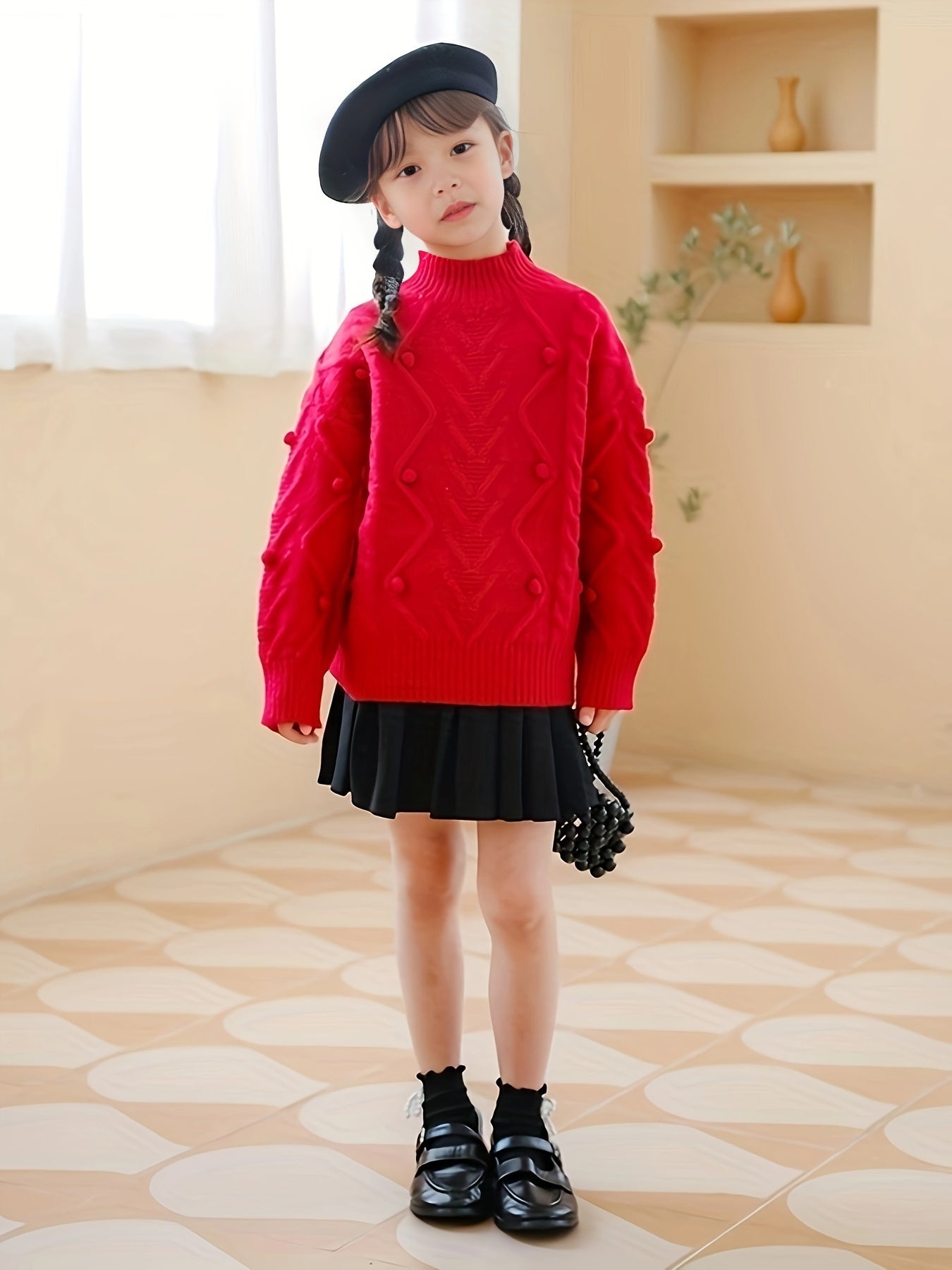 Girls Thick Long Sleeve Sweater Tops For Party Christmas