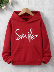 Girls 'Smile' Letter Print Hooded Sweatshirt Pullover Hoodie