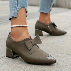 Women's Bowknot Block Heel Ankle Boots