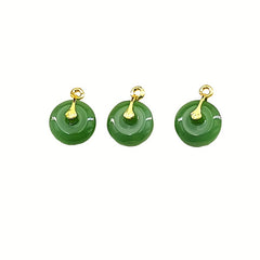20pcs Green Round Jade Beads Charms for DIY Necklace