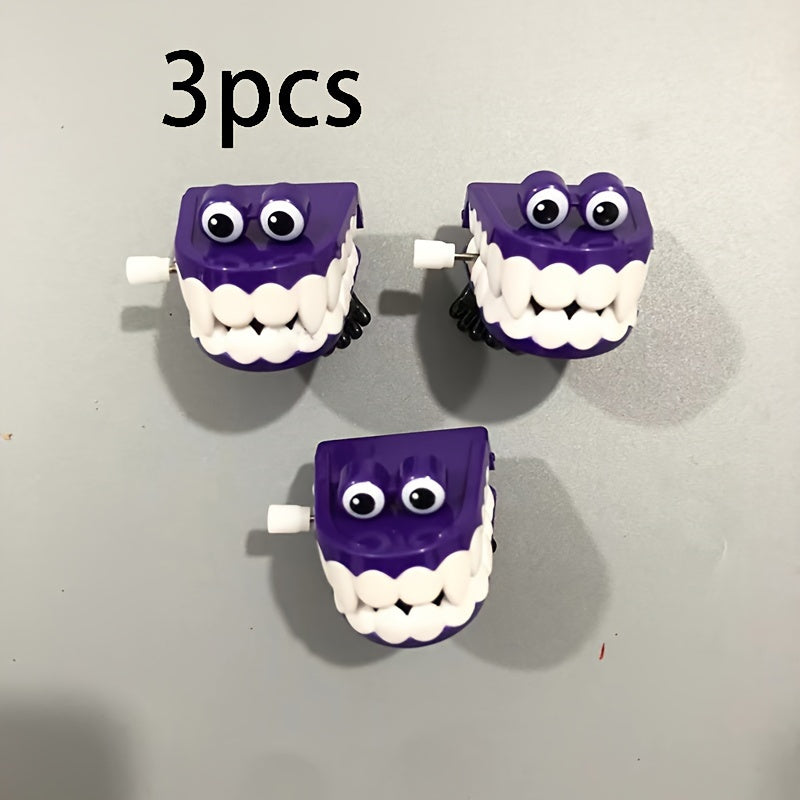 3Pcs Clockwork Jumping Teeth Toys with Eyes Christmas Children'S Toys