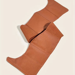 Wide Waistband Lychee Pattern Embossed Zipper Corset Belt for Women