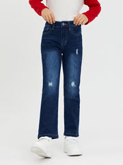 Girls Ripped Straight Leg Jeans for Casual Outfit