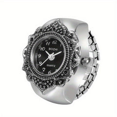 Mini Ring Watch Classic Retro Octagonal Pattern Watch