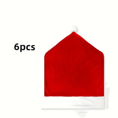 10pcs Red Hat Dining Chair Slipcovers for Christmas Decor