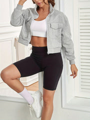 Zip Front Jacket Casual Turtleneck Crop Jacket