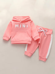 Baby Girl Letter Pattern Hoodie & Laced Pants 2 Piece Outfit