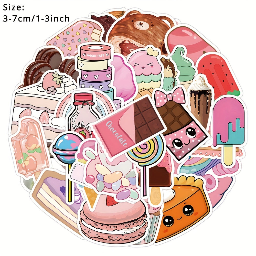 50pcs Dessert Snacks Graffiti Stickers for Suitcases Phone Laptop Helmets