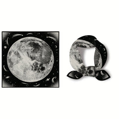 Universe Planet Print Bandana Square Scarf Satin Neckerchief Women Head Wrap
