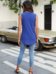 Notched Neck Ruched Tank Top Solid Casual Versatile Tank Top
