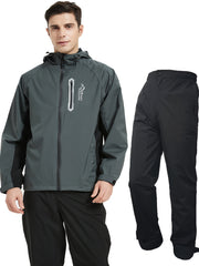 Men's Waterproof Rain Jacket Set - Windproof Lightweight Adventure Gear