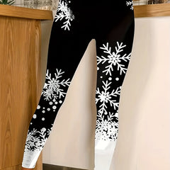 Snowflake & Dot Print High Rise Leggings