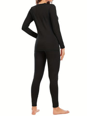 Women's Thermal Underwear Set Fleece Lined Base Layer Top & Leggings