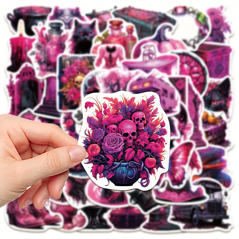 50pcs Purple Magic Waterproof Vinyl Stickers for Laptops and Bottles