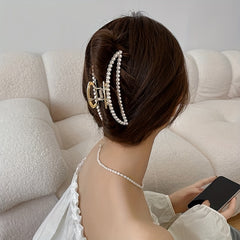3pcs Girl's Faux Pearl Hair Clip Moon Shape Hair Accessories