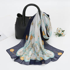 Colorful Chiffon Print Silky Scarf Warm Winter Shawl