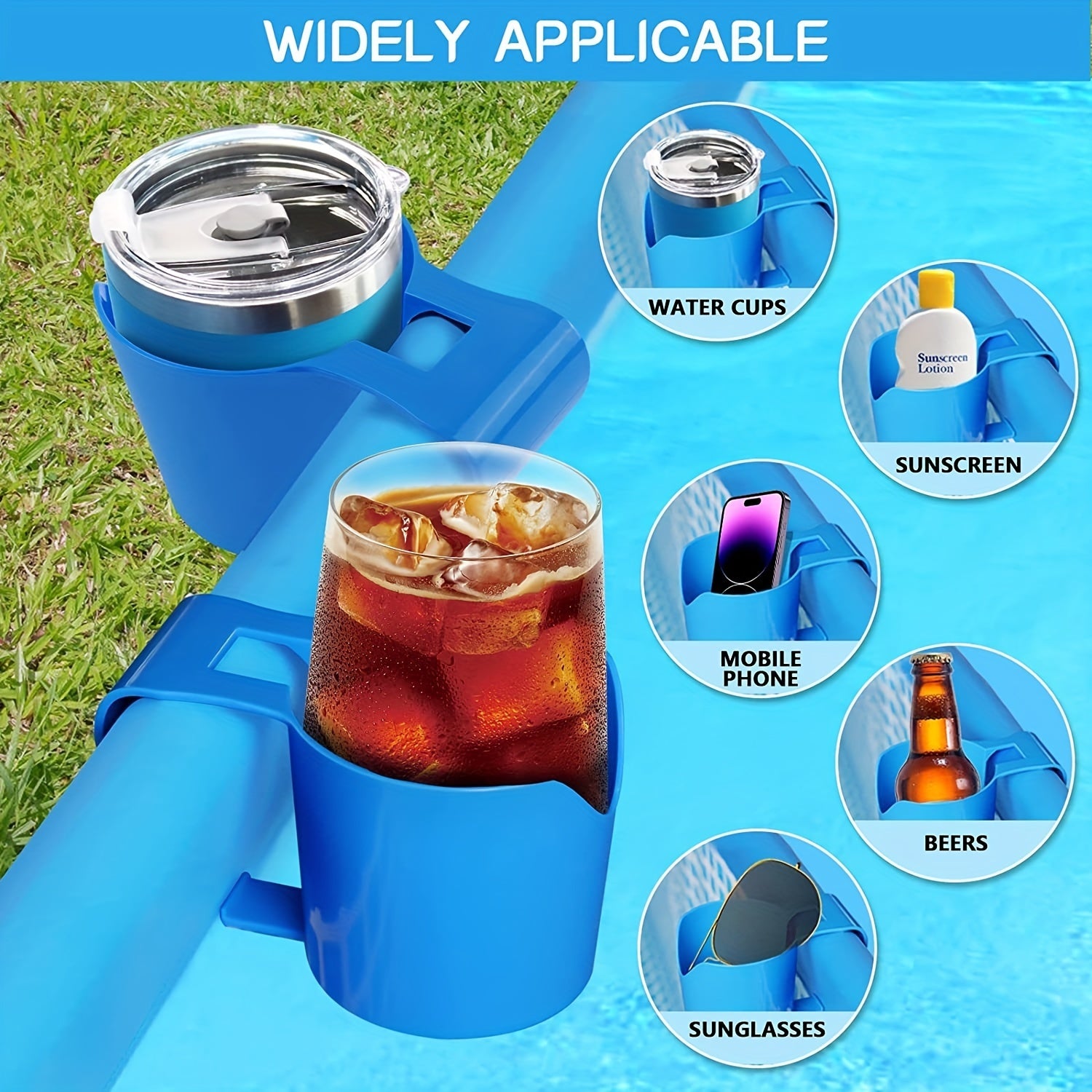 Swimming Pool Storage Rack Beverage Cup Holder Hand Sanitizer Hanger