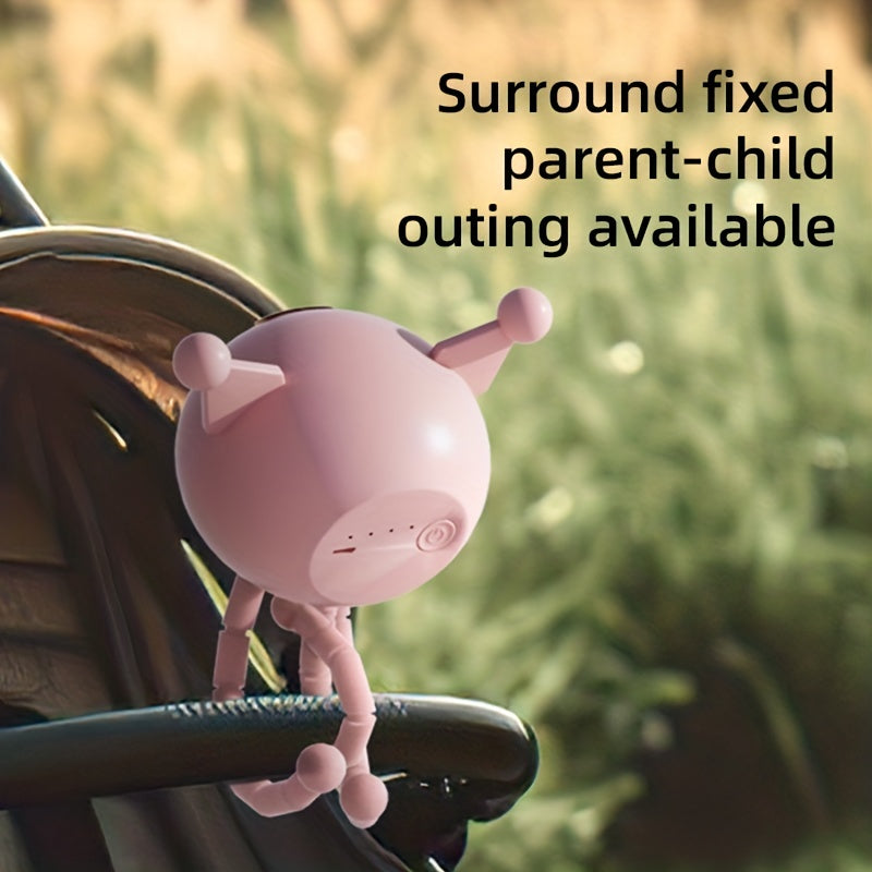 Cute Monster Baby Stroller USB Handheld Leafless Fan