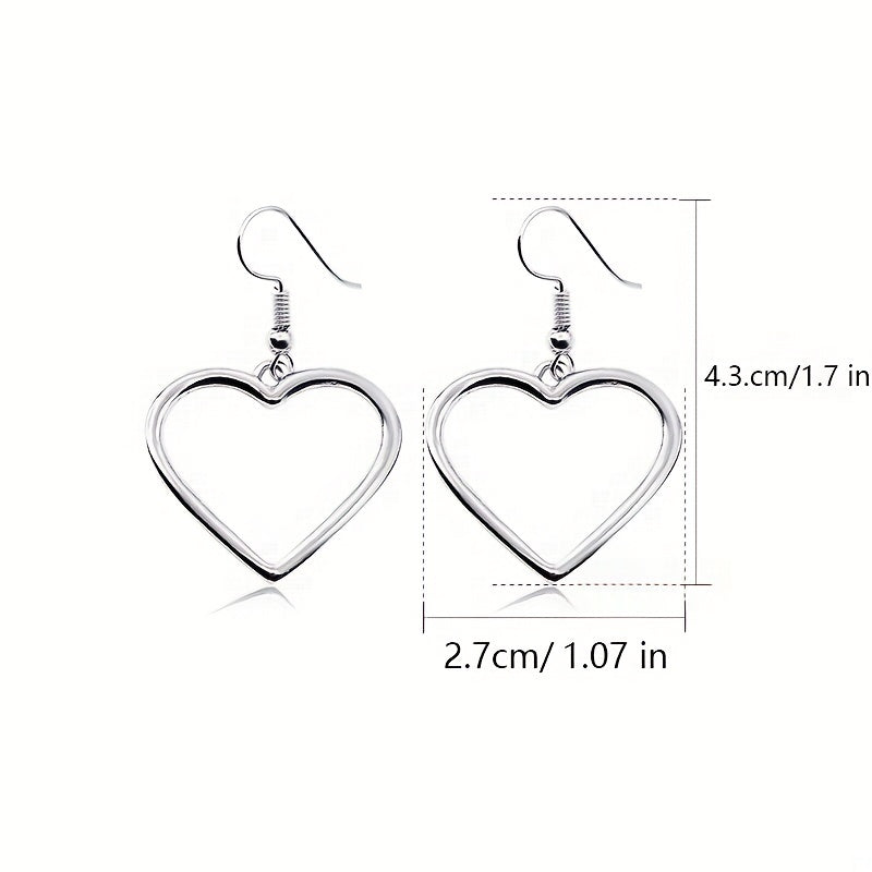 Hollow Heart Pendant Earrings & Ear Clips for Women