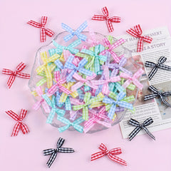 100pcs Colorful Plaid Small Bows DIY Hairpin Headgear Accessories