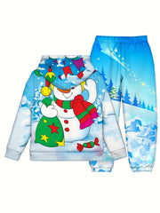 Boy's Snowman Hooded Outfit Set for Fall Winter