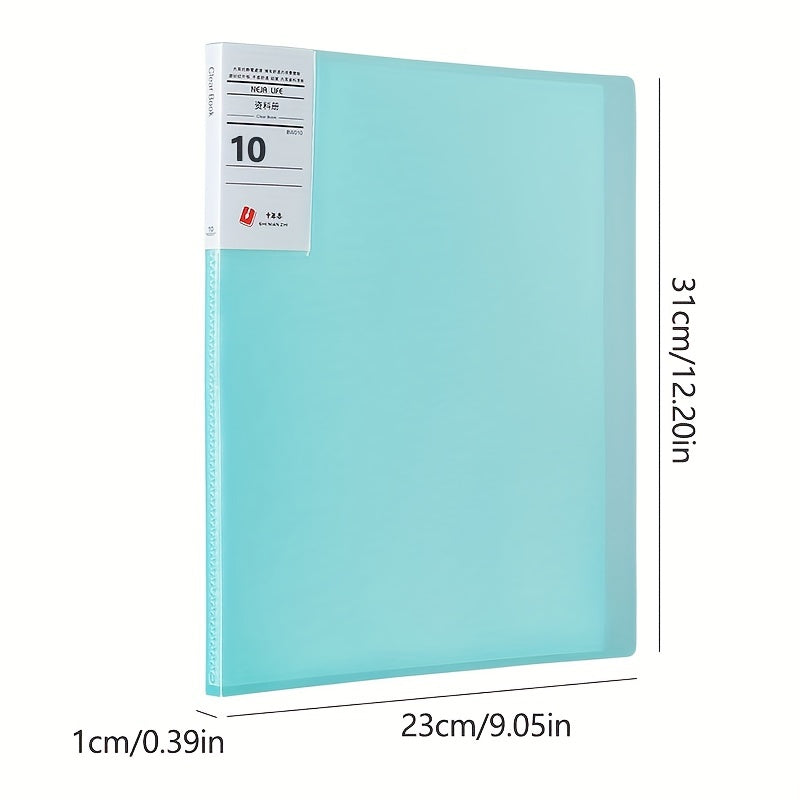 Green A4 Size Plastic Book Binder Folder with Translucent Cover Pocket