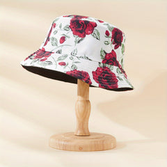 Unisex Sunshade Bucket Hat w/ Colorful Feather Double sided Sun Hat