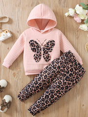 Girls Leopard Print Hoodie & Sweatpants Set