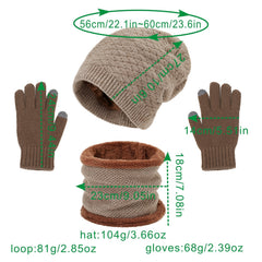 3pcs Fleece Sporty Hat Gloves Scarf Set for Outdoor Activities